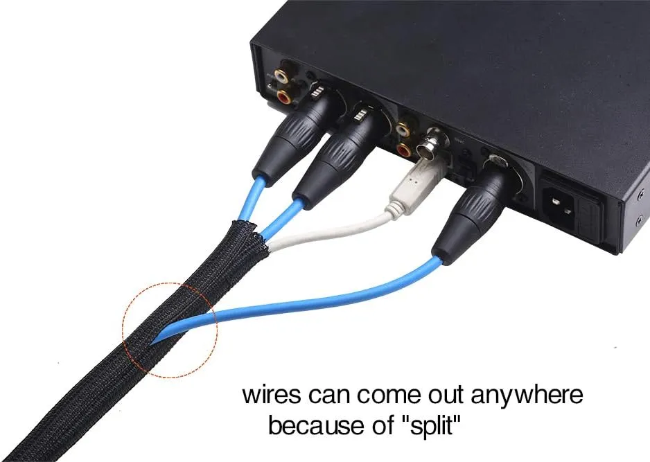 Alex Tech 10ft - 1/2 inch Cord Protector Wire Loom Tubing Cable Sleeve Split Sleeving For USB Cable Power Cord Audio Video Cable  Protect Cat From Chewing - Black
