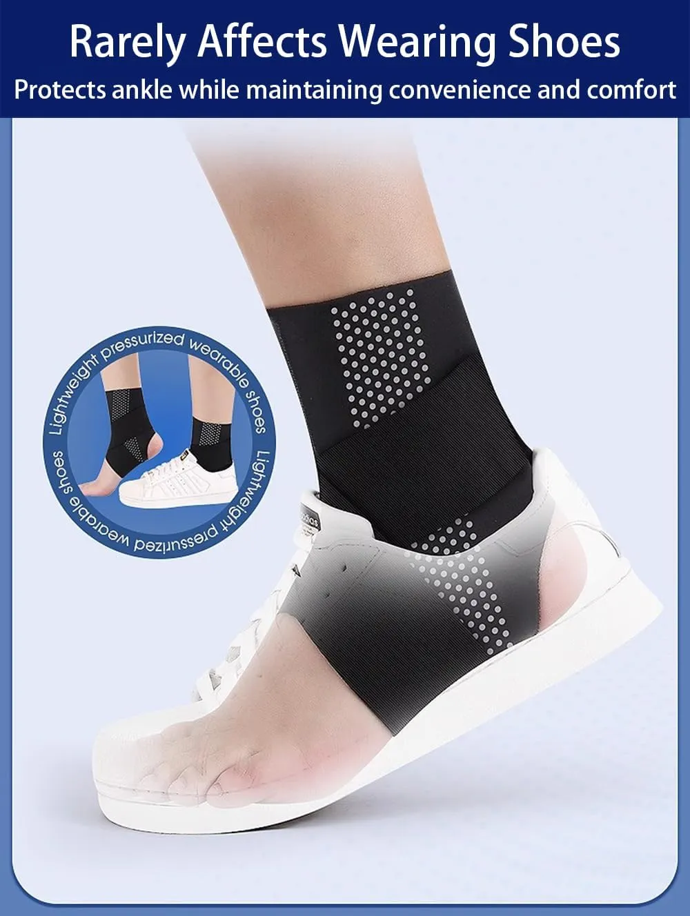 Ankle Braces for Women Men, 2 pcs Ankle Compression Sleeve Plantar Fasciitis Brace Plantar Fasciitis Relief, Arch Support Socks Ankle Sleeve Ankle Brace for Sprained Ankle (Black, Medium)