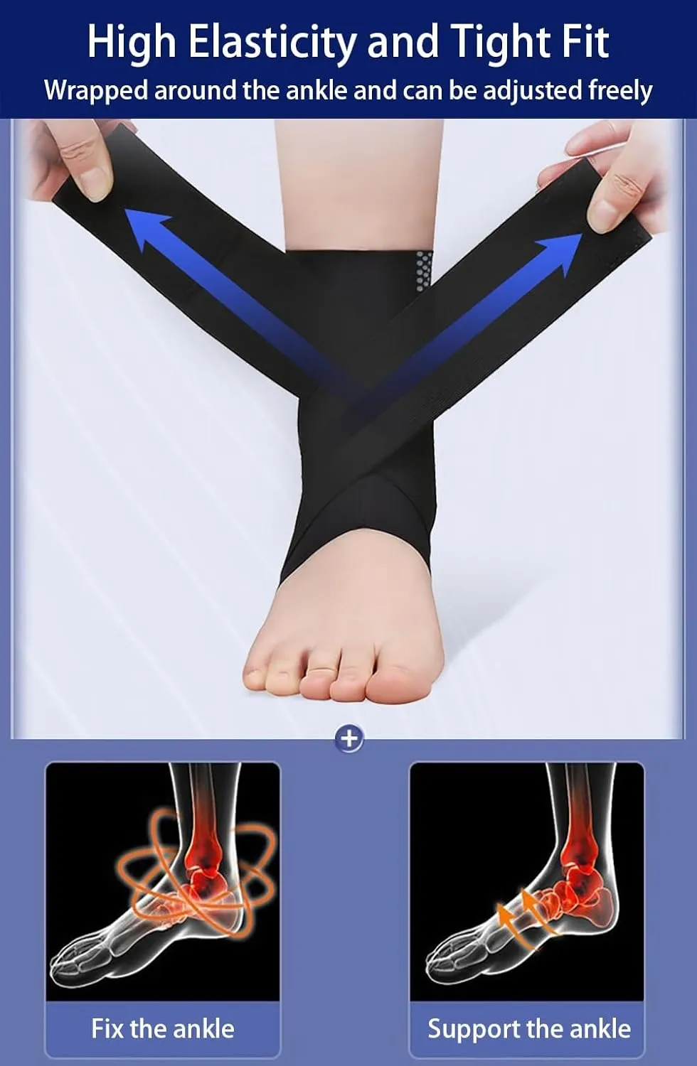 Ankle Braces for Women Men, 2 pcs Ankle Compression Sleeve Plantar Fasciitis Brace Plantar Fasciitis Relief, Arch Support Socks Ankle Sleeve Ankle Brace for Sprained Ankle (Black, Medium)