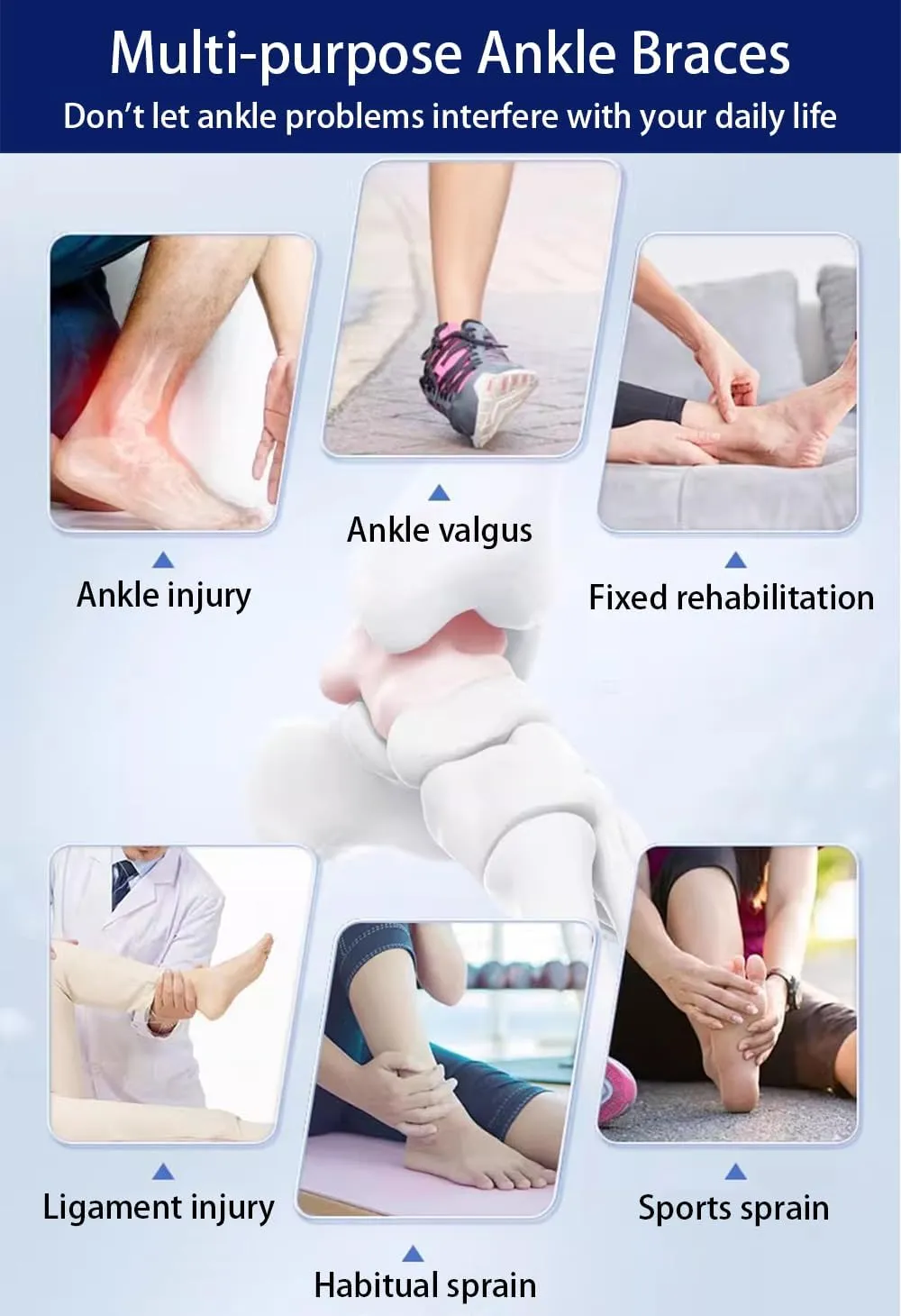 Ankle Braces for Women Men, 2 pcs Ankle Compression Sleeve Plantar Fasciitis Brace Plantar Fasciitis Relief, Arch Support Socks Ankle Sleeve Ankle Brace for Sprained Ankle (Black, Medium)