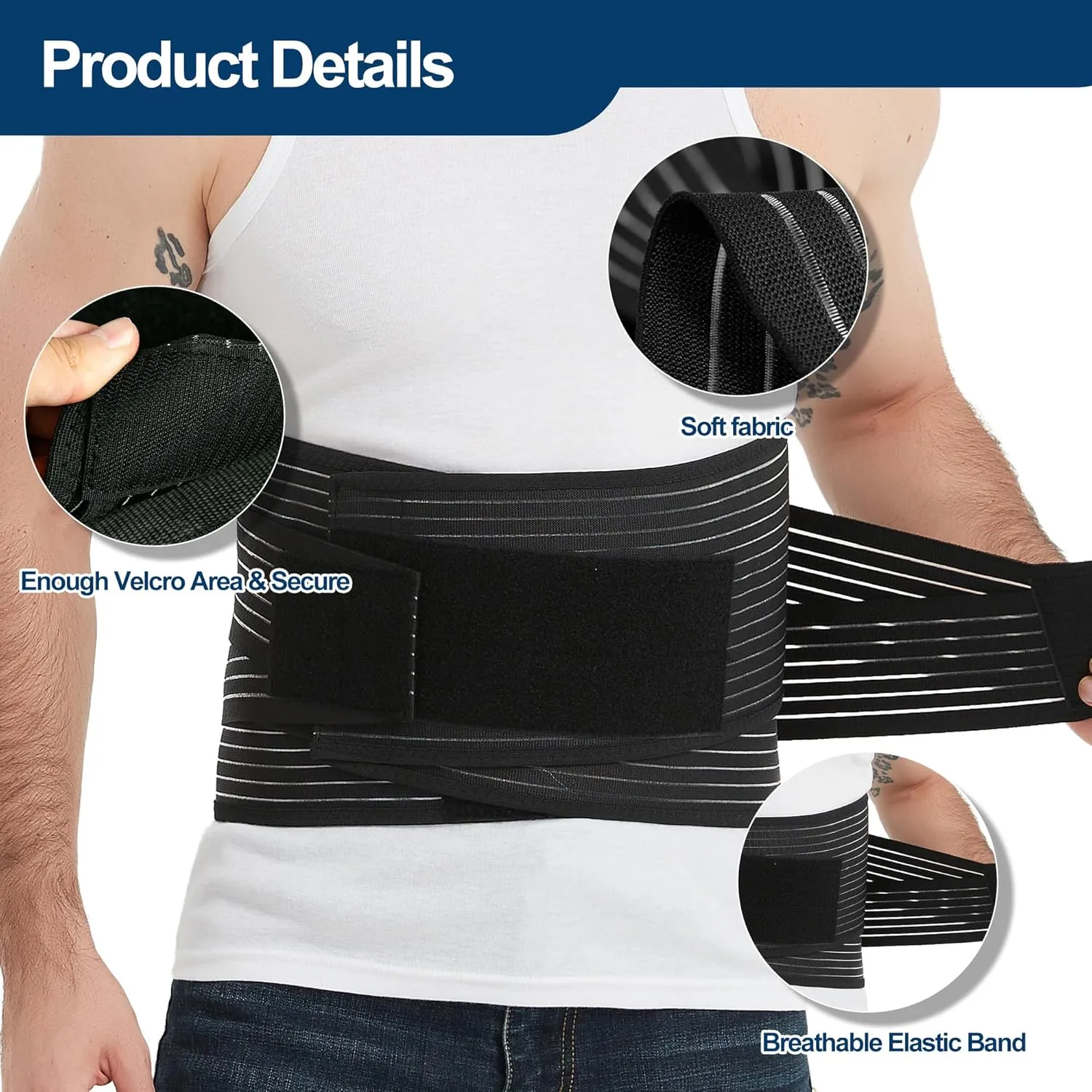 Back Brace for Lower Back Pain, Breathable Lumbar Support Belt, Adjustable Lumbar Brace for Men and Women, Ergonomic Design for Sciatica Scoliosis(Medium)
