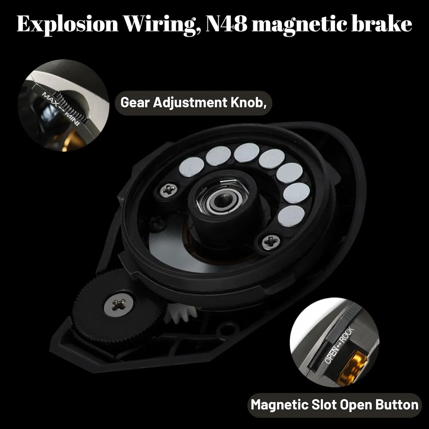 Baitcasting Reel, Fishing Reel, Magnet Braking System, 17.6 LB Max Drag, 7.2:1 and 6.3:1 Gear Ratio