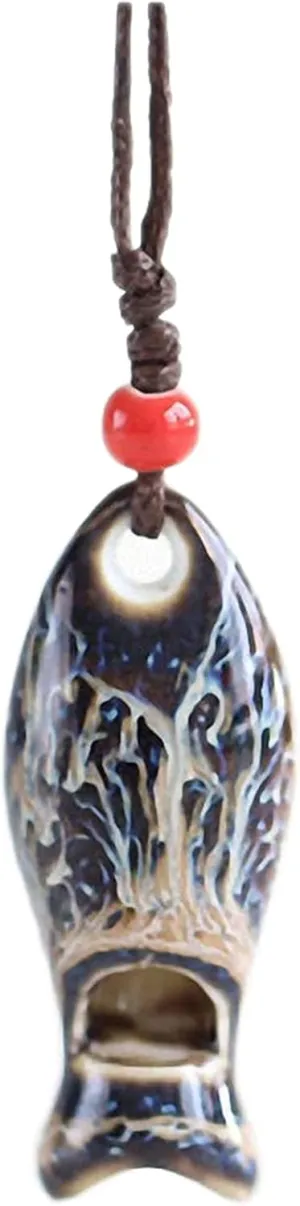 Ceramic Beads Fish Whistle Pendant Necklace for Men Women Personalized Cremation Jewelry for Ashes Memorial Unique Color Vintage Ethnic Jewelry