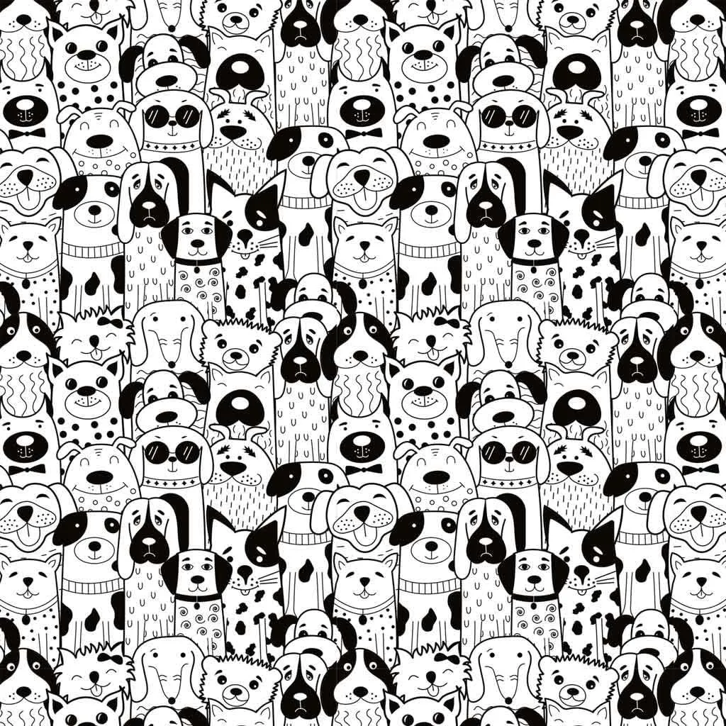 Ceramic Decals - Groovy Dogs (Black, 19" x 13")