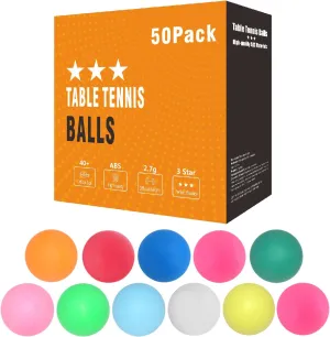 Colored Ping Pong Balls: 3 Star 40mm Table Tennis Balls for Outdoor Training Yard Party Kids Game Cat Dog Ferret Toys