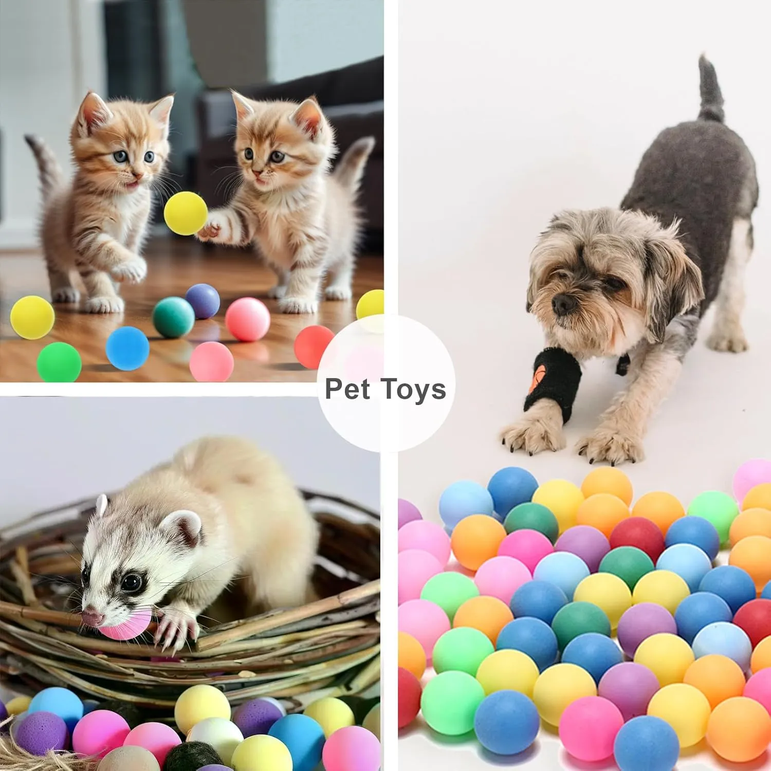 Colored Ping Pong Balls: 3 Star 40mm Table Tennis Balls for Outdoor Training Yard Party Kids Game Cat Dog Ferret Toys