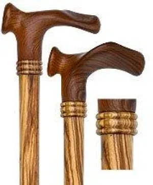 Contour Palm Grip Cane - Zebrano Wood, Ergonomic Comfort