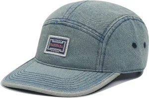 Croogo 5 Panel Baseball Cap Denim Cotton Dad Hats Classic Flat Bill Caps Casual Snapback Cap Vintage Cityboy Style Camp Cap