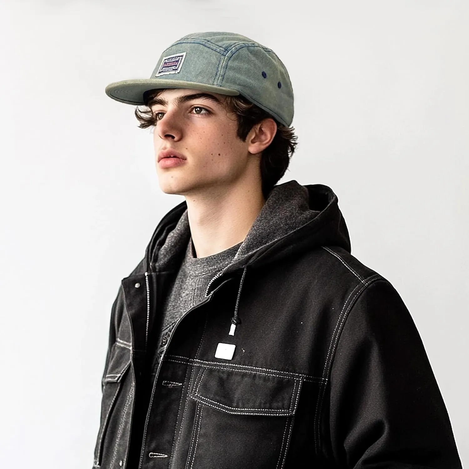 Croogo 5 Panel Baseball Cap Denim Cotton Dad Hats Classic Flat Bill Caps Casual Snapback Cap Vintage Cityboy Style Camp Cap
