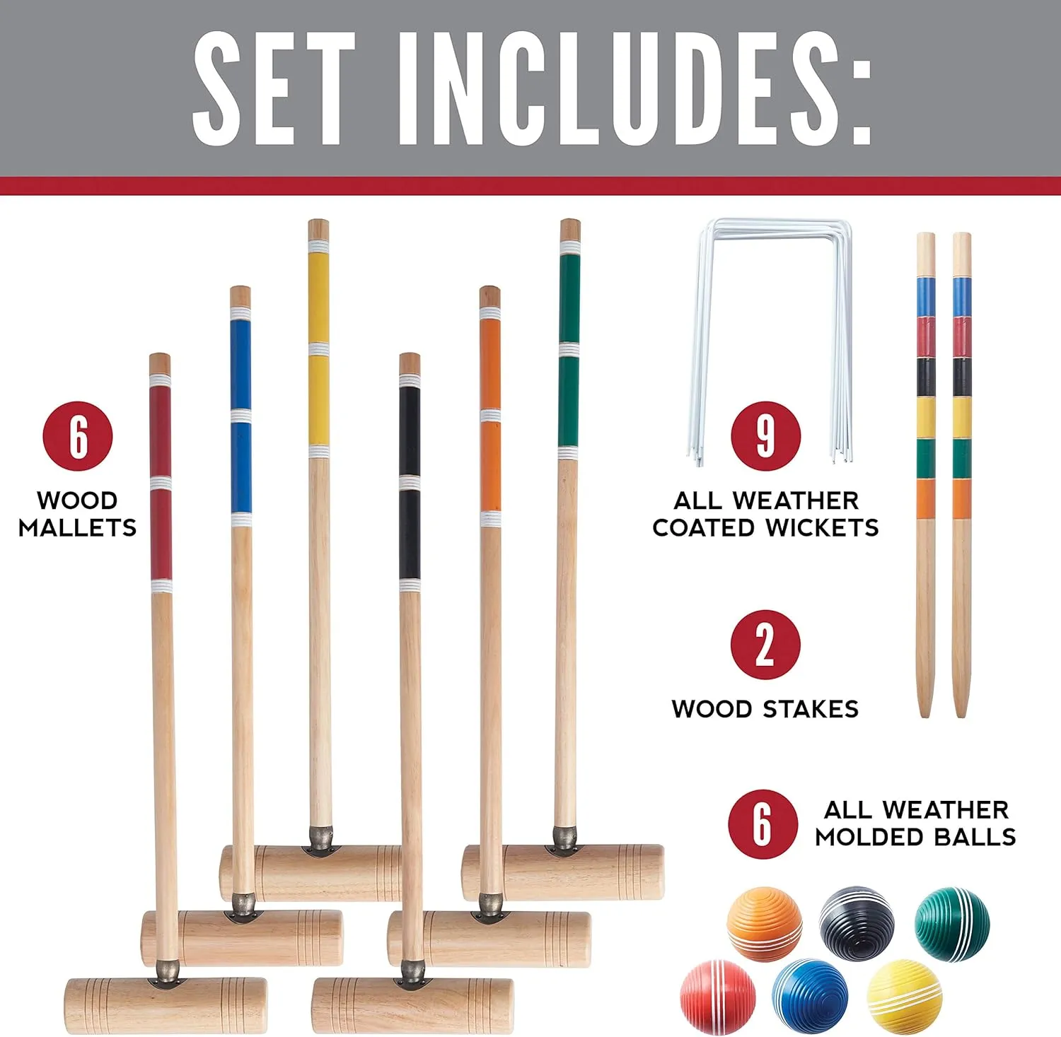 Franklin Sports Portable Backyard Croquet Sets - Complete 4   6 Player Croquet Sets with Mallets, Croquet Balls   Wickets Included - Outdoor Family Lawn Game Sets