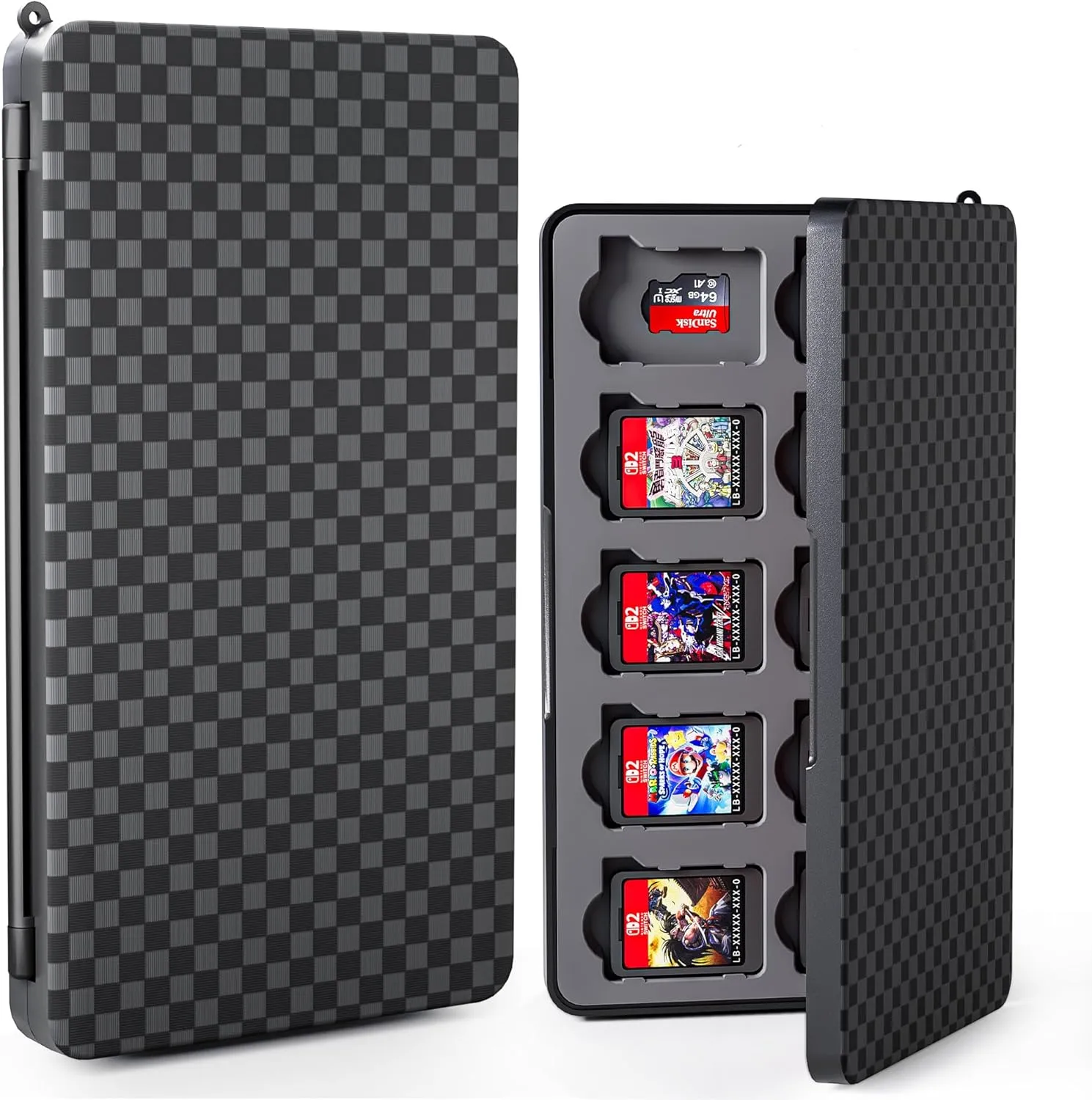 FUNDIARY Black Game Case Compatible with Switch 2, Simplicity Game Holder Cartridge Case Up to Storage 20 Switch Games and 20 Micro SD Cards, Slim Portable Game Card Holder with Magenic Closure Design