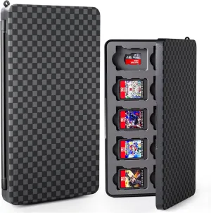 FUNDIARY Black Game Case Compatible with Switch 2, Simplicity Game Holder Cartridge Case Up to Storage 20 Switch Games and 20 Micro SD Cards, Slim Portable Game Card Holder with Magenic Closure Design