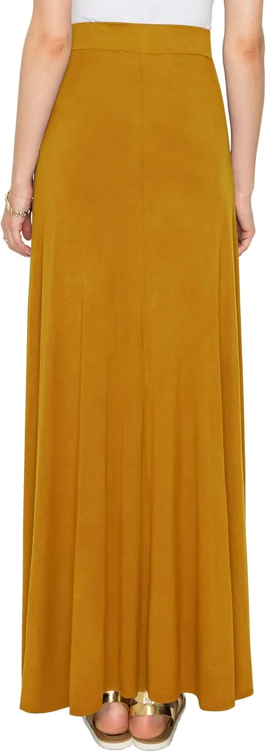 Lock and Love Women's Casual Comfy Stylish High Waist Flare Long Maxi Skirt  Available in Print & Solid Options