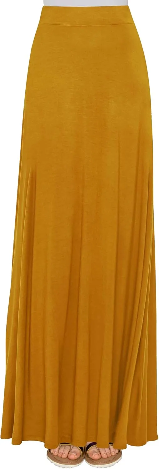 Lock and Love Women's Casual Comfy Stylish High Waist Flare Long Maxi Skirt  Available in Print & Solid Options