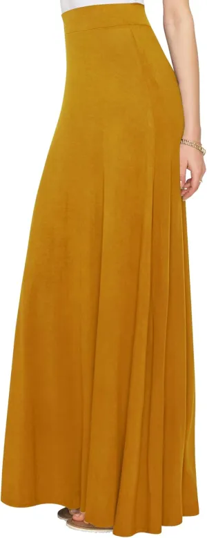 Lock and Love Women's Casual Comfy Stylish High Waist Flare Long Maxi Skirt  Available in Print & Solid Options