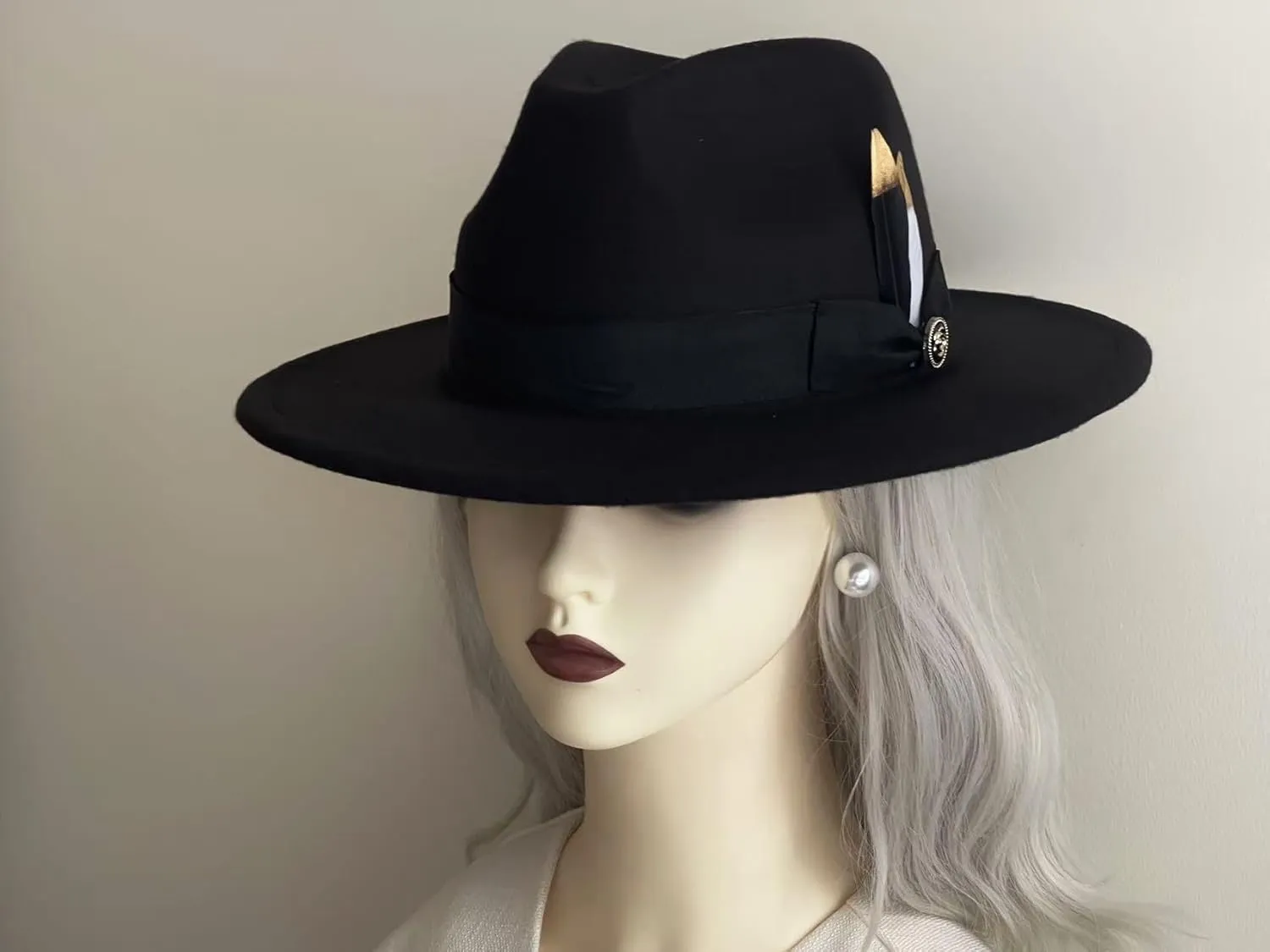L'ouve Classic Fedora Hats for Men & Women Wide Brim Felt Hat Panama Dress Fedora Hat 2024