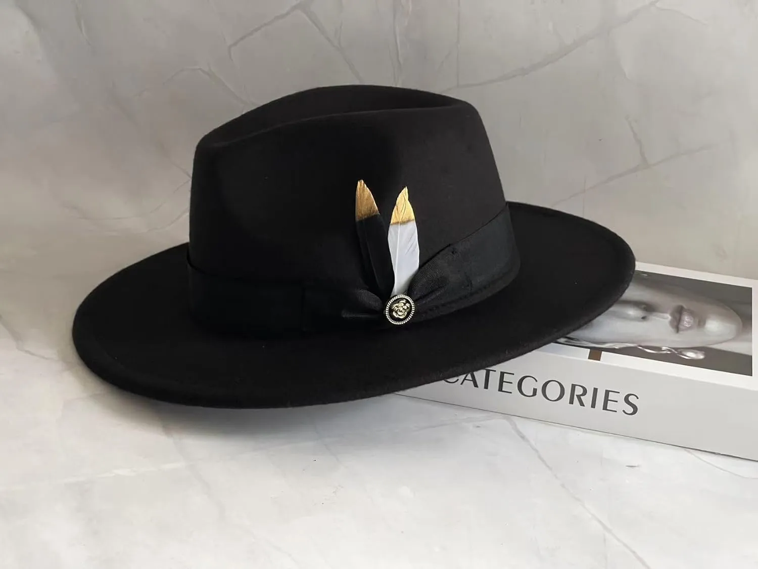 L'ouve Classic Fedora Hats for Men & Women Wide Brim Felt Hat Panama Dress Fedora Hat 2024
