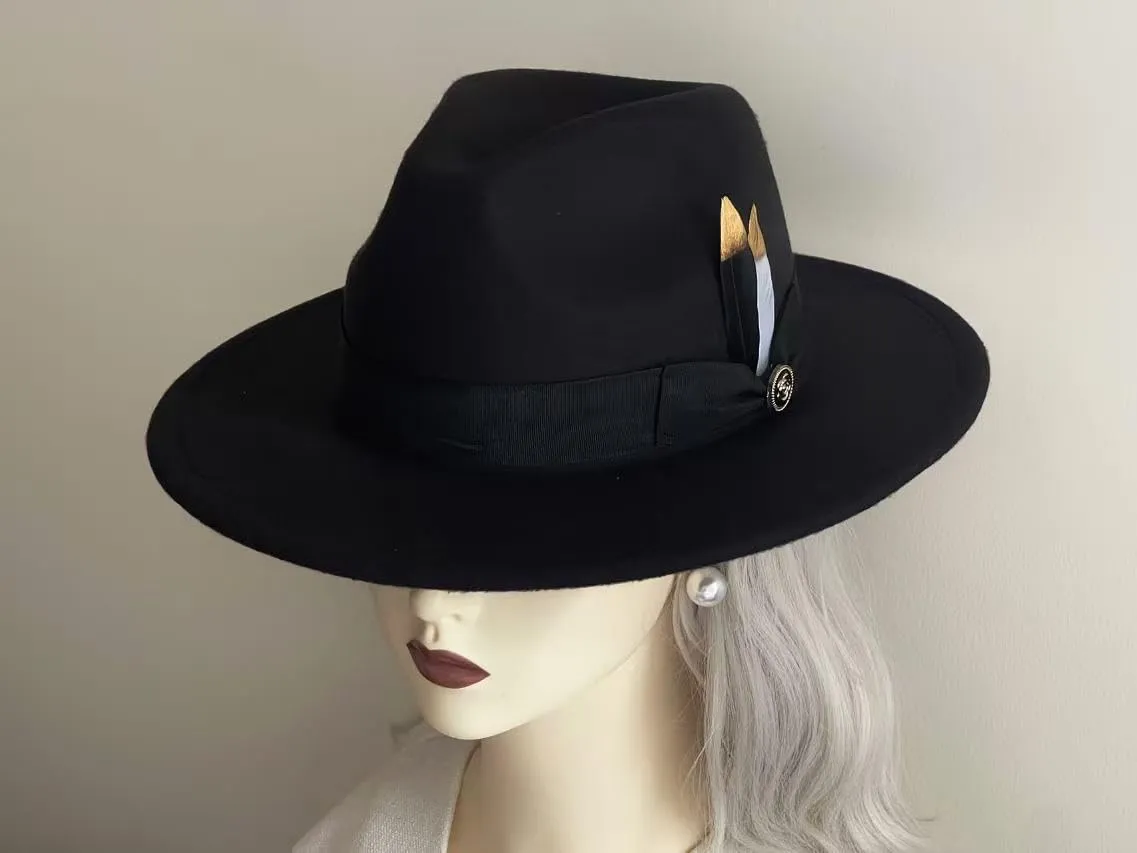 L'ouve Classic Fedora Hats for Men & Women Wide Brim Felt Hat Panama Dress Fedora Hat 2024