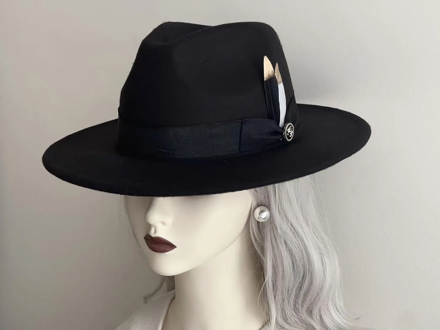 L'ouve Classic Fedora Hats for Men & Women Wide Brim Felt Hat Panama Dress Fedora Hat 2024