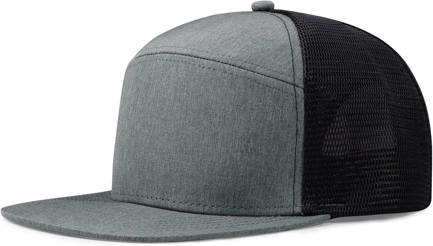 Men Flat Brim Adjustable Snapback Trucker Hat 6 Panel Camper Style Hat Blank Mesh Back Baseball Cap