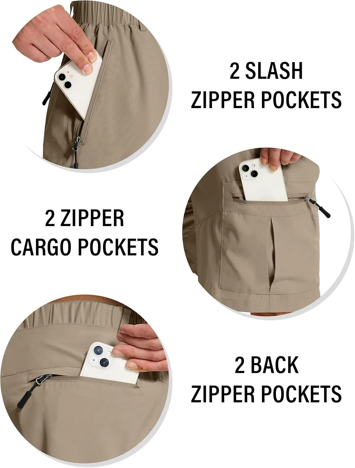 Mens Hiking Cargo Shorts with 6 Zipper Pockets 9" Quick-Dry Lightweight Short for Golf Casual Fishing
