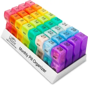 Monthly Pill Organizer - Am/Pm Daily Pill Organizer 32 Compartments for Each Day, Pill Dispenser and Dispenser Caddy That Helps You Organize Your Life, Perfect for Supplements and Medication by MEDca