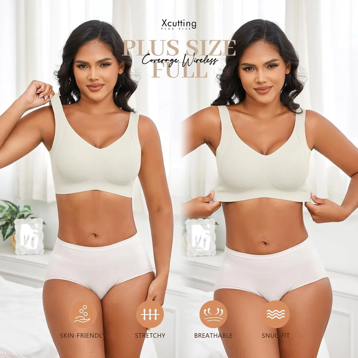 Plus Size Bras for Women No Underwire Full Coverage Everyday Bra Comfortable Wireless Padded Bras