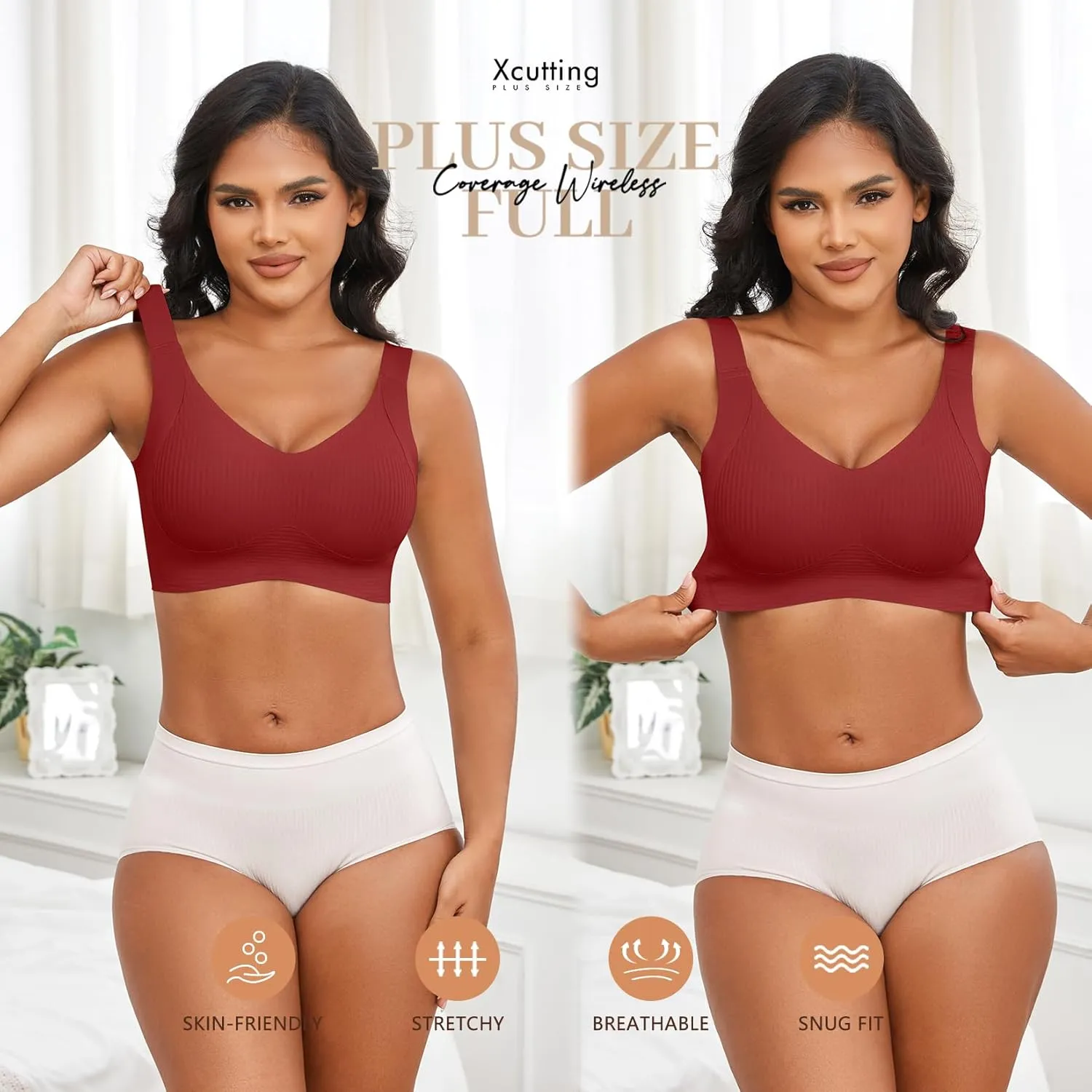 Plus Size Bras for Women No Underwire Full Coverage Everyday Bra Comfortable Wireless Padded Bras