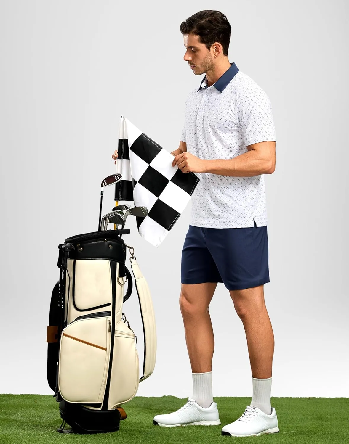 Pudolla Men's Golf Dress Shorts 7" Stretch Casual Work Hybrid Shorts for Men with 3 Pockets Quick Dry Breathable