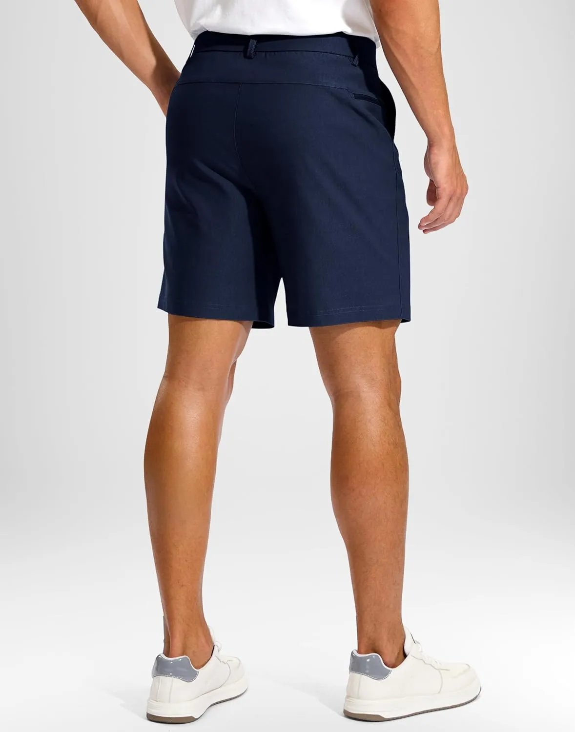 Pudolla Men's Golf Dress Shorts 7" Stretch Casual Work Hybrid Shorts for Men with 3 Pockets Quick Dry Breathable