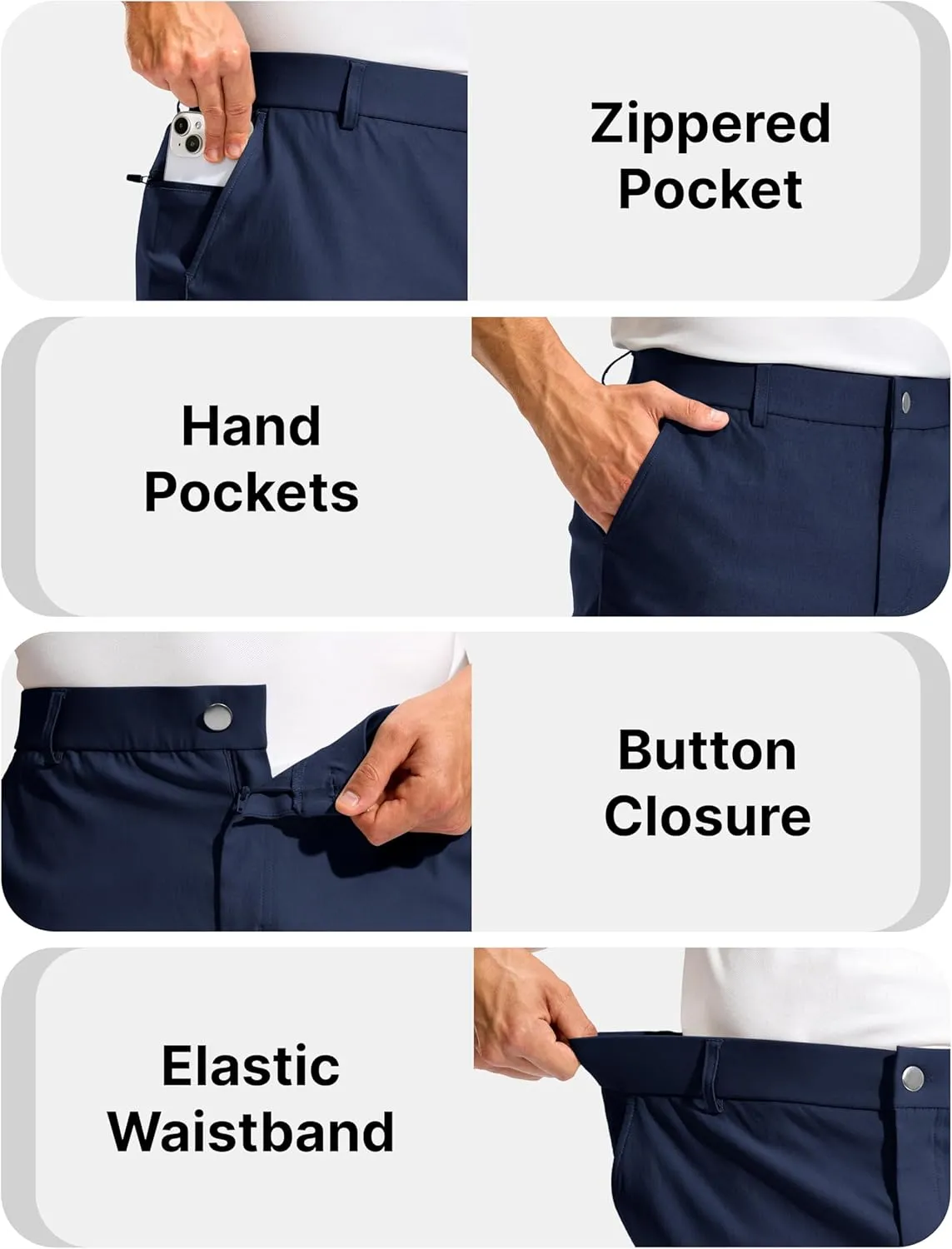 Pudolla Men's Golf Dress Shorts 7" Stretch Casual Work Hybrid Shorts for Men with 3 Pockets Quick Dry Breathable
