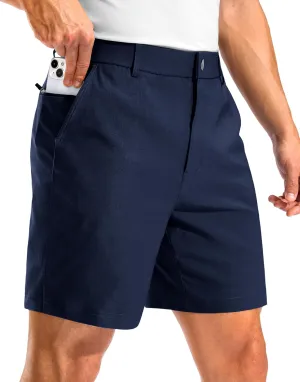 Pudolla Men's Golf Dress Shorts 7" Stretch Casual Work Hybrid Shorts for Men with 3 Pockets Quick Dry Breathable