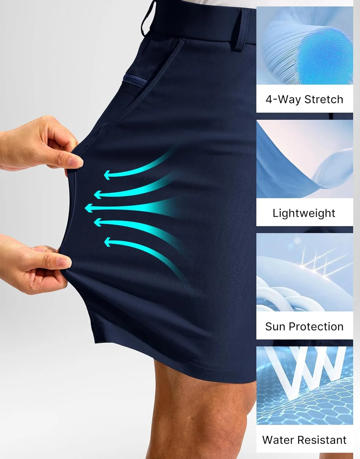 Pudolla Men's Golf Dress Shorts 7" Stretch Casual Work Hybrid Shorts for Men with 3 Pockets Quick Dry Breathable