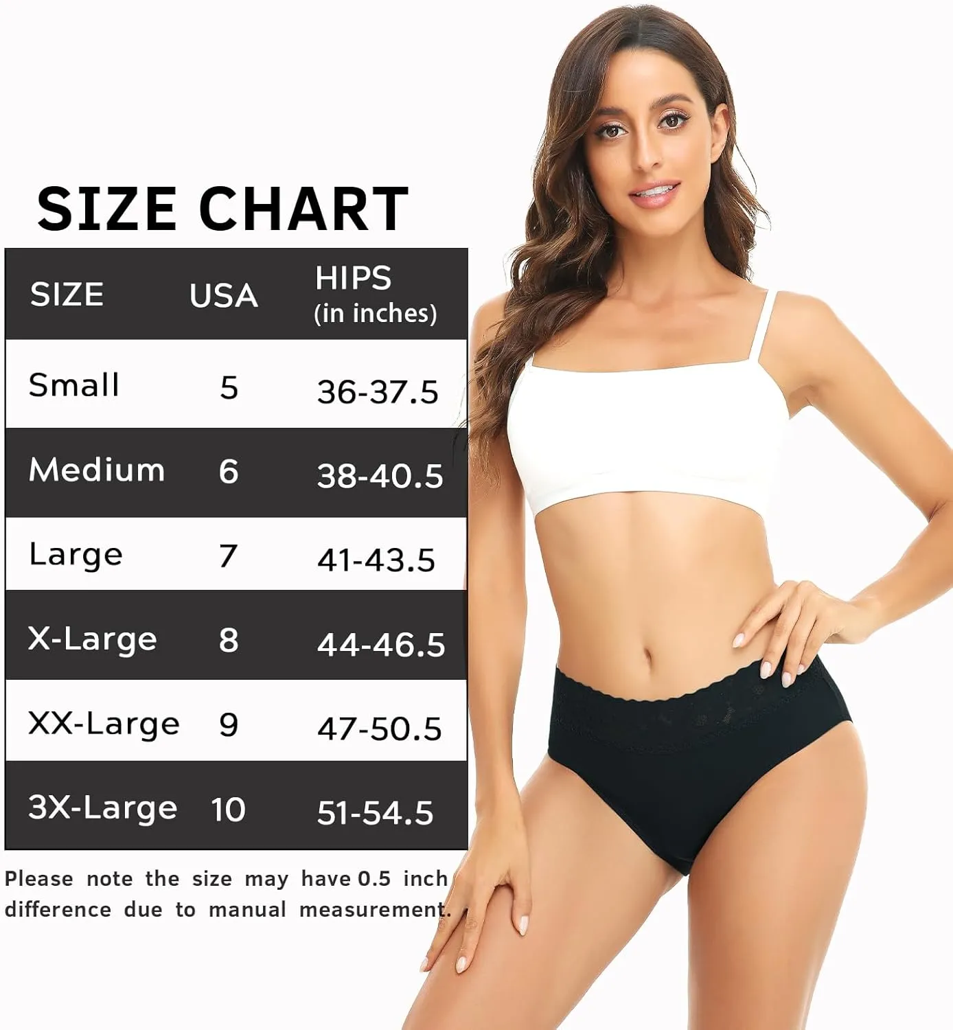 RHYFF Womens Underwear Cotton Bikini Panties Lace Soft Hipster Panty Ladies Stretch Full Briefs 5 Pack