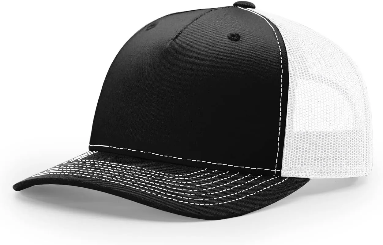 Richardson 112 Trucker Hat - 5 Panel Premium Adjustable Snapback Hat - Structured Richardson Blank Caps