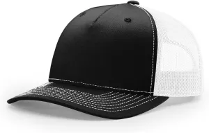 Richardson 112 Trucker Hat - 5 Panel Premium Adjustable Snapback Hat - Structured Richardson Blank Caps