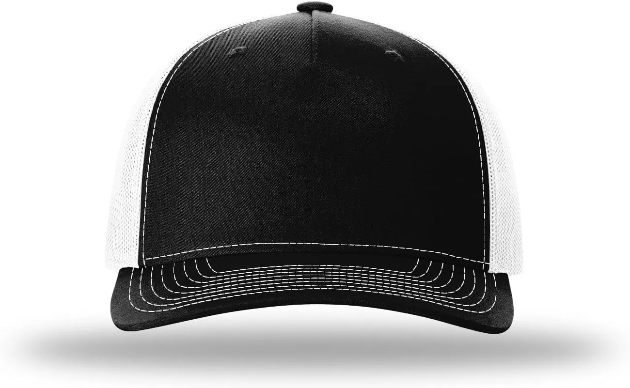 Richardson 112 Trucker Hat - 5 Panel Premium Adjustable Snapback Hat - Structured Richardson Blank Caps