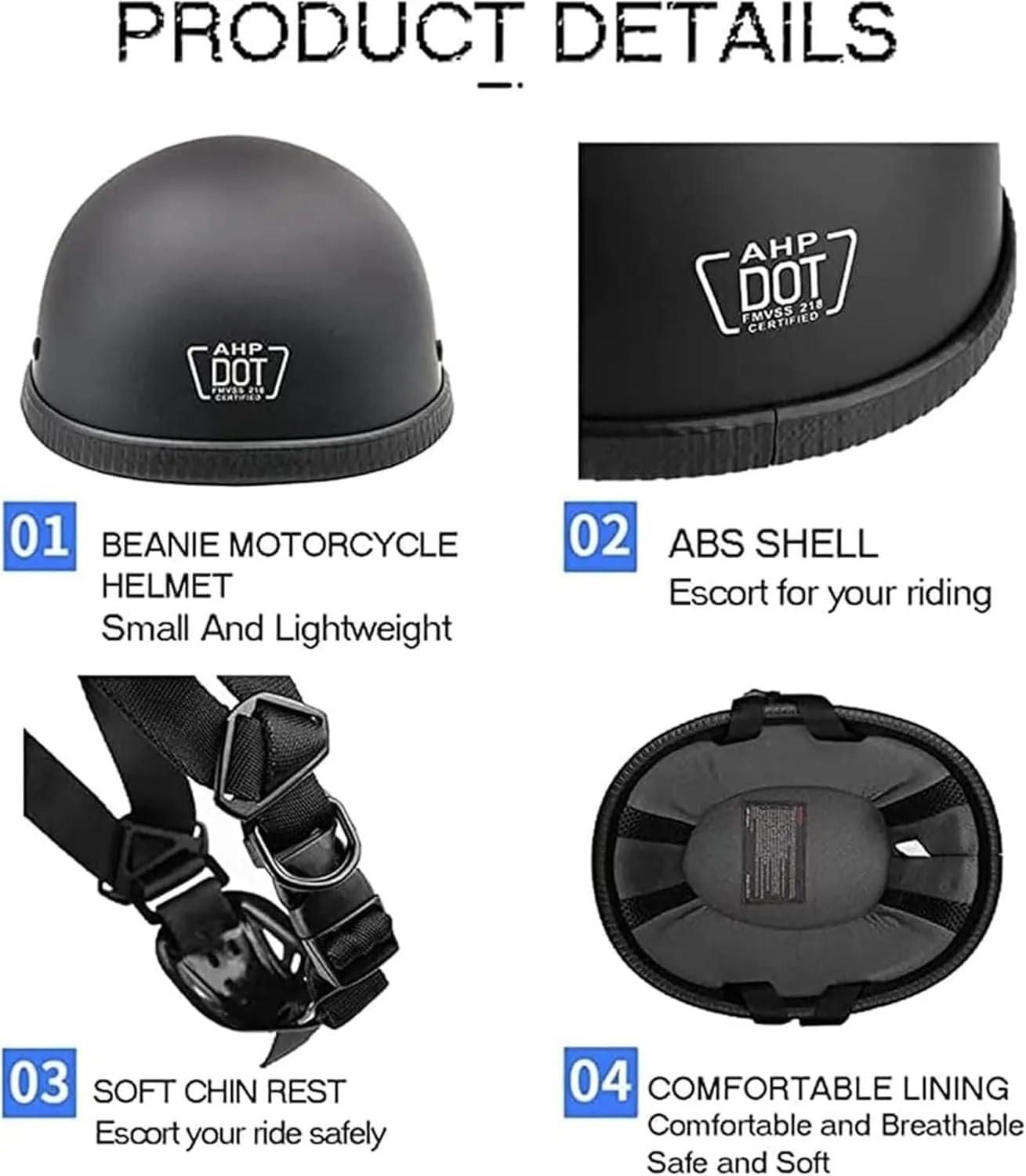 Small and Light Skull Cap Bike Helmet,Cool Skull Cap Helmets,Low Profile German Style Street Open Face Road Riding Beanie DOT Approved Electric Bicycle Helmet for Adult Men Women