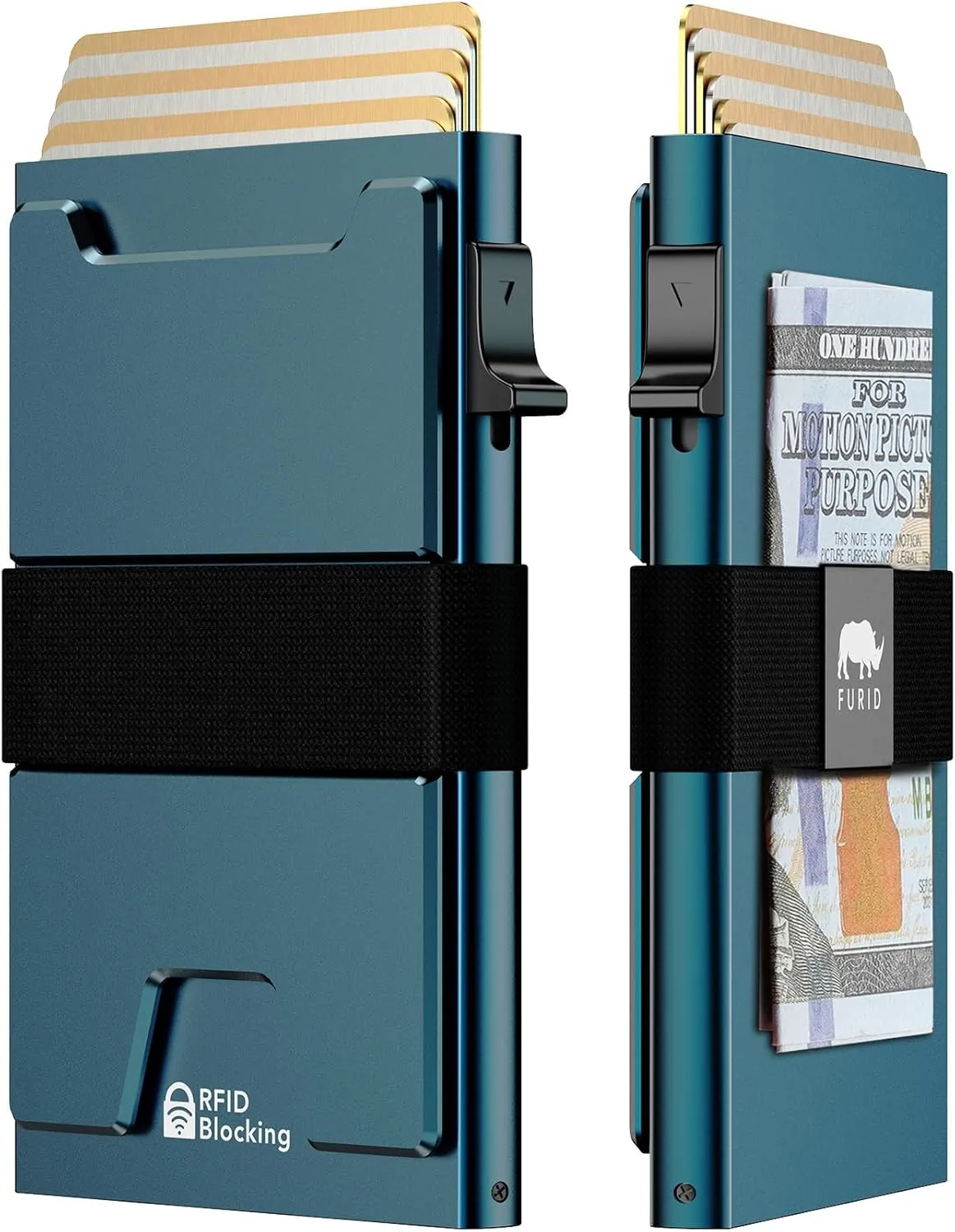 Smart Card Wallet for Men Slim: Minimalist Wallet For Men - RFID Blocking Pop Up Front Pocket Wallet, Metal Wallet 11 Card Holder