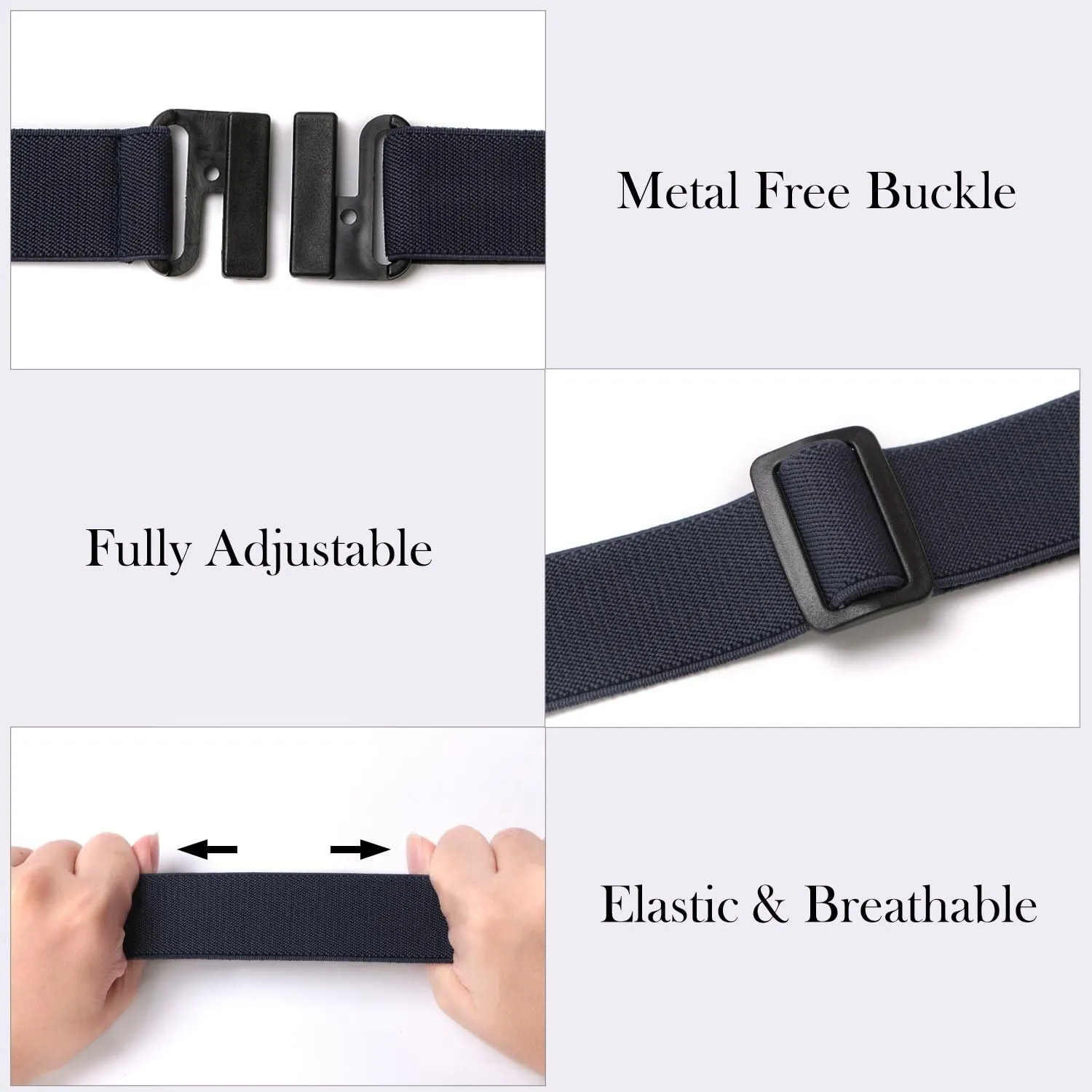 SUOSDEY Women Invisible Belt, Comfortable Adjustable Stretch No Show Belt with Flat Buckle