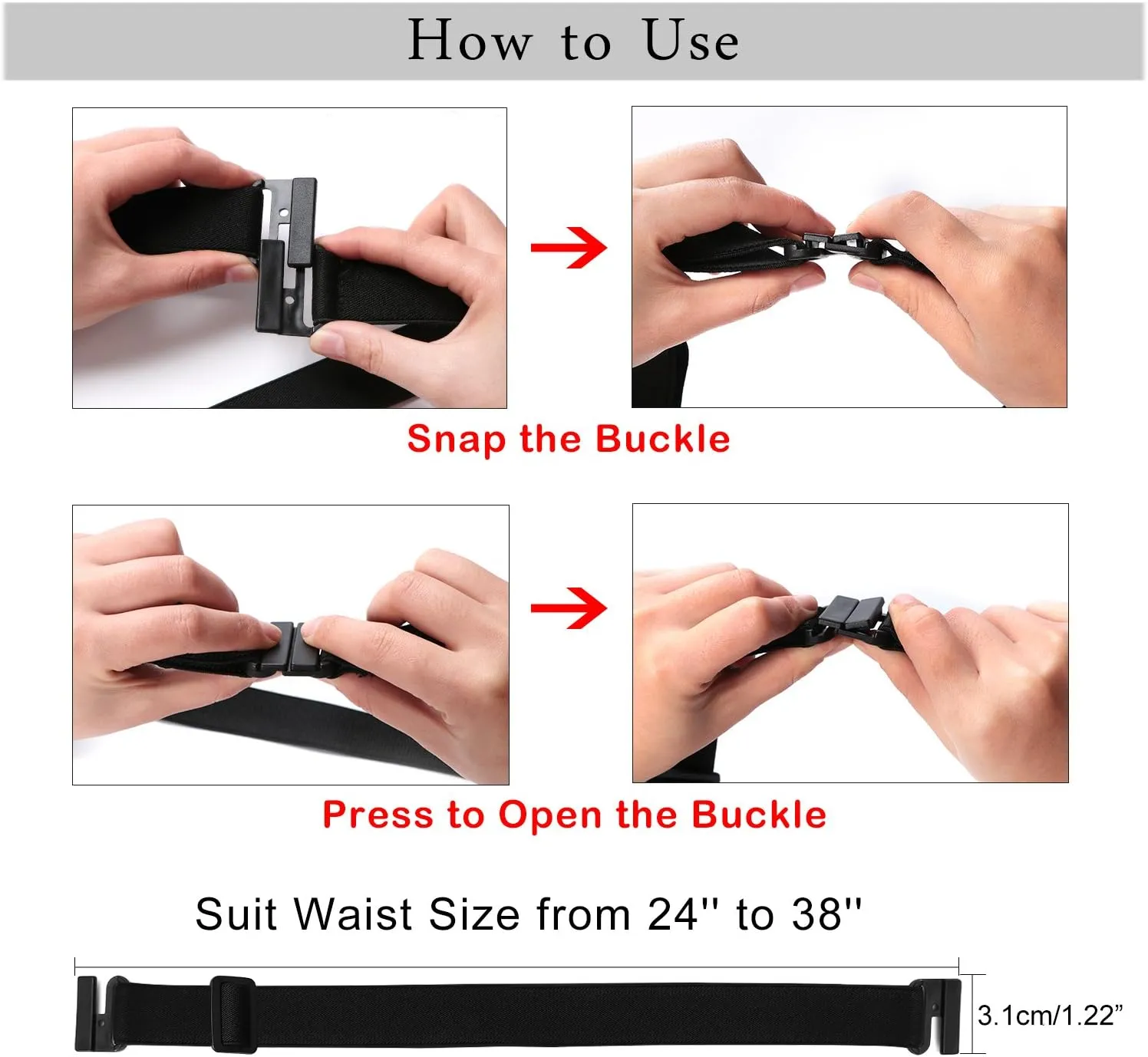 SUOSDEY Women Invisible Belt, Comfortable Adjustable Stretch No Show Belt with Flat Buckle