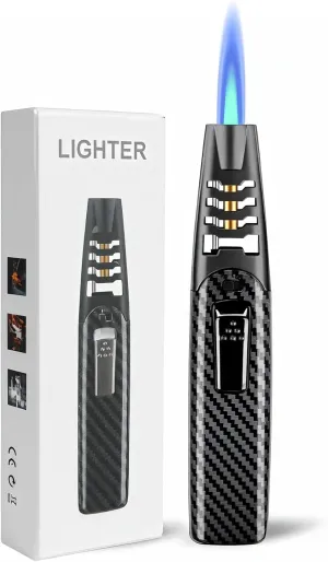 Torch Lighter, Butane Lighter, Adjustable Big Jet Flame Butane Torch, Windproof Refillable Gas Cool Lighter for Candle Kitchen Cooking Grill BBQ Soldering with Safety Lock (Butane Not Included)