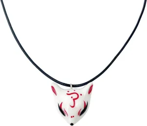 YangYong Ceramic Fox Necklace Little Kitsune Mask Pendant for Women Men Boyfriend Girl, Unique Hand Painted Birthday Gift Strands Jewelry