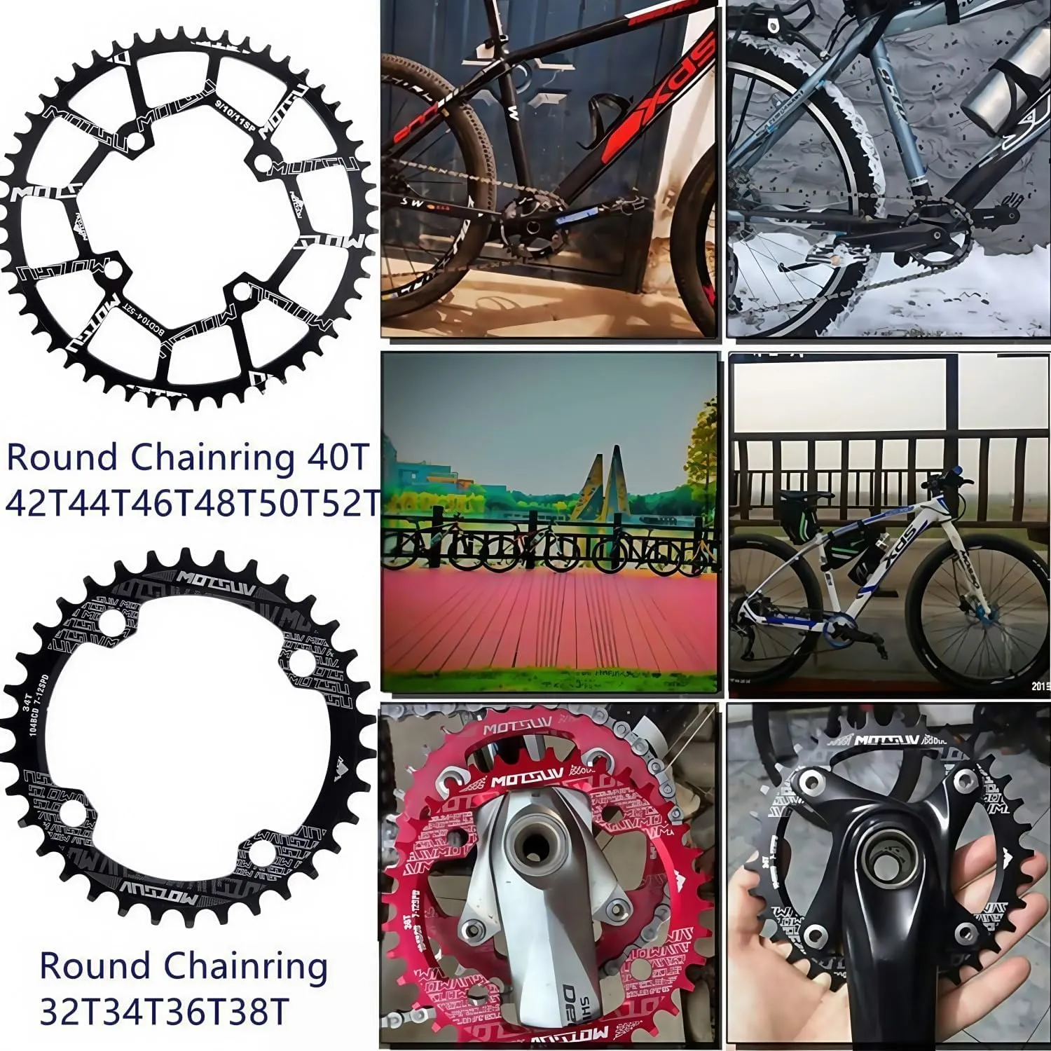 YBEKI Pro-Grade 104BCD Chainring (30-52T) CNC 7075-T6 Aluminum Narrow-Wide MTB/Road Round Oval Bike Chainwheel | Shimano/SRAM 8-11 Speed Compatible | 573MPa Strength(Black/Red/Blue)