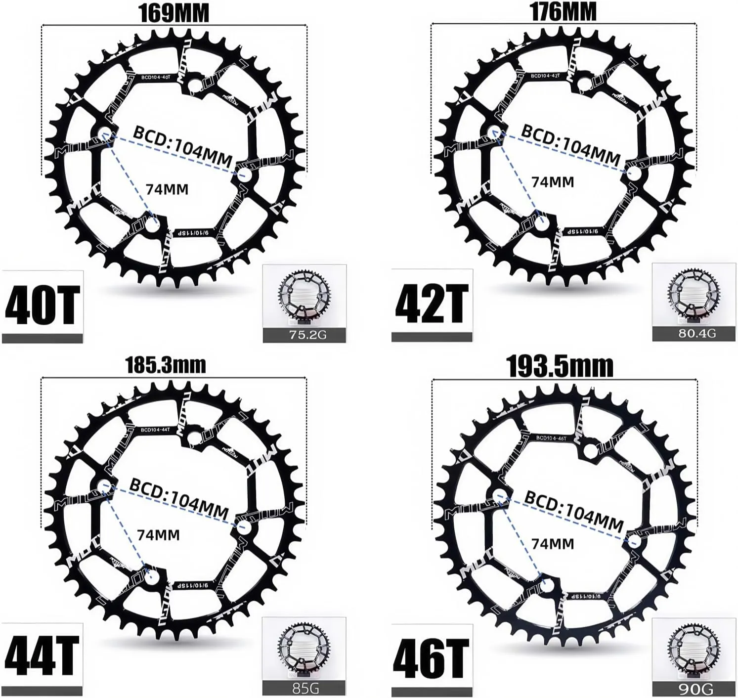 YBEKI Pro-Grade 104BCD Chainring (30-52T) CNC 7075-T6 Aluminum Narrow-Wide MTB/Road Round Oval Bike Chainwheel | Shimano/SRAM 8-11 Speed Compatible | 573MPa Strength(Black/Red/Blue)
